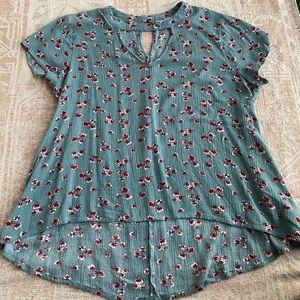 Floral Key Hole Blouse